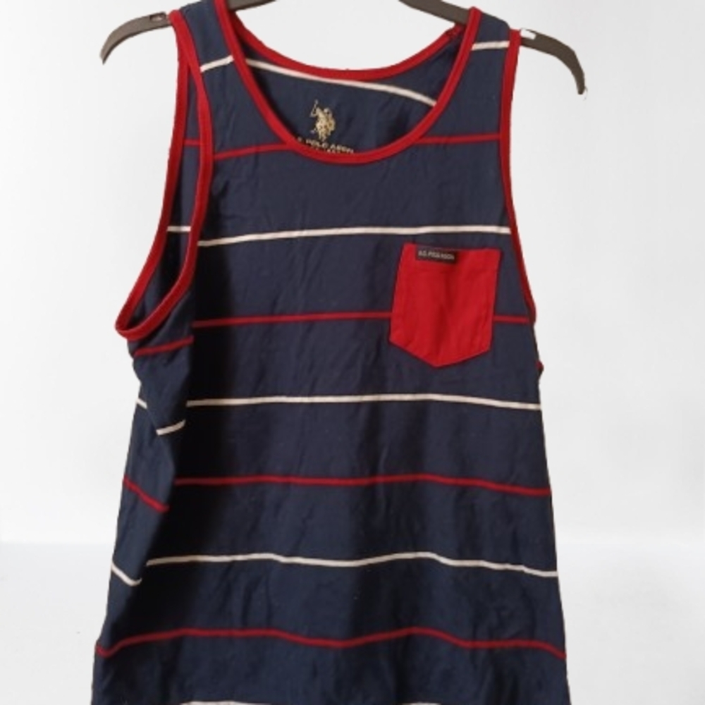 Boys Polo Ralph Lauren Navy and Red Striped Tank Top
